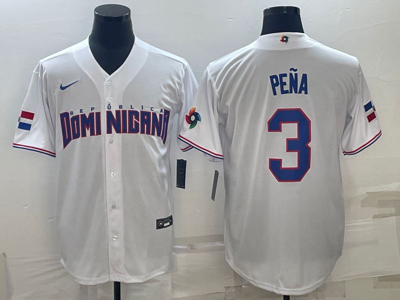 Men 2025 World Cup Dominican #3 Pena White Nike MLB Jersey style 9->more jerseys->MLB Jersey